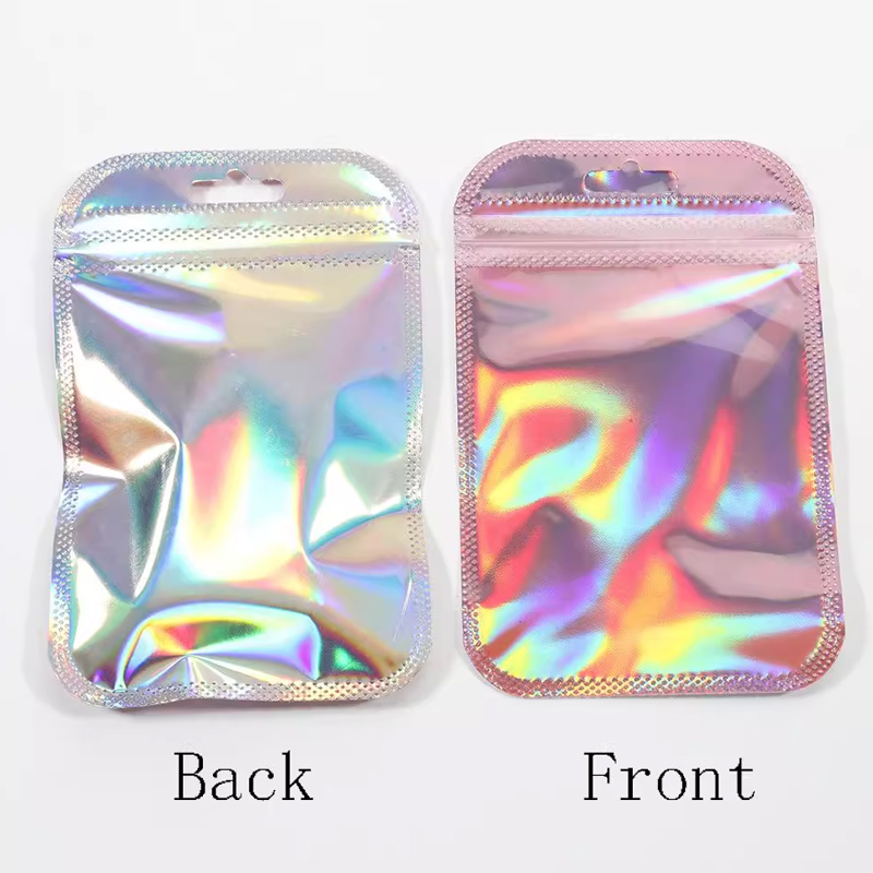 100pcs Jewelry Display Laser Holographic Bag Gift Packaging Cosmetics ...
