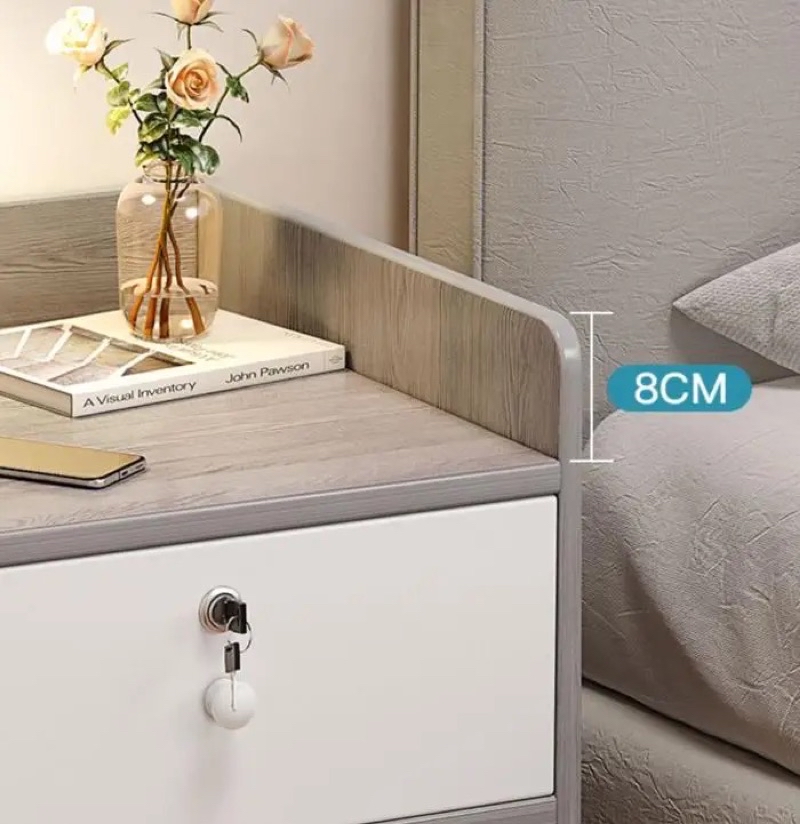 With Lock! Modern Stylish contracted bedside table wooden small side ...
