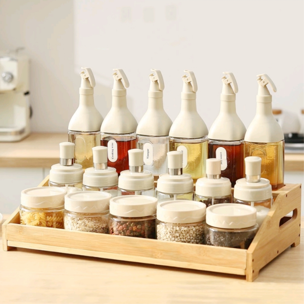 Oil Bottle Seasoning Bottle Glass Jars Kitchen Condiment Bottle Set Oil ...