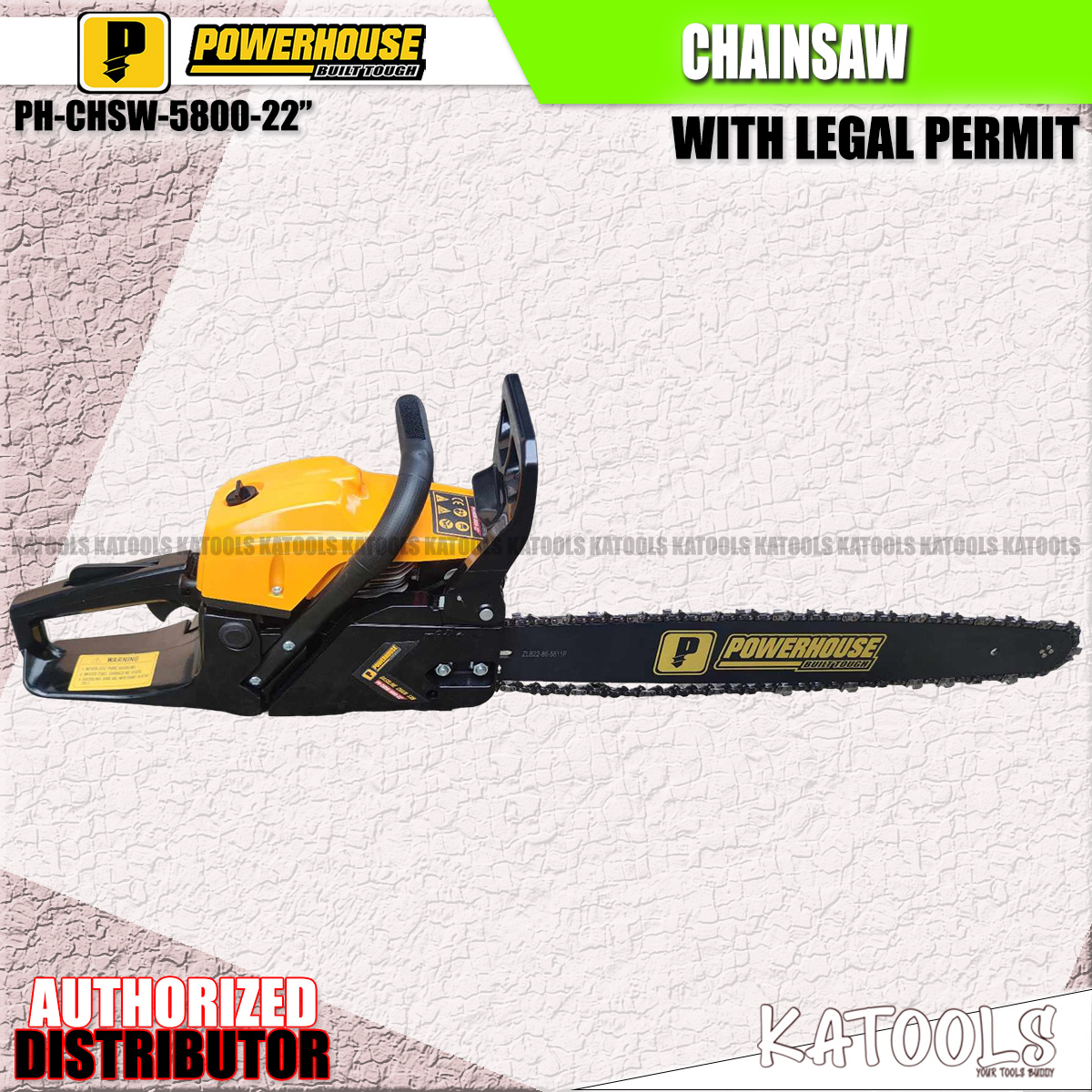 POWERHOUSE 22 Inches Gasoline Chainsaw Chain Saw Unleash 2500 Watts of ...