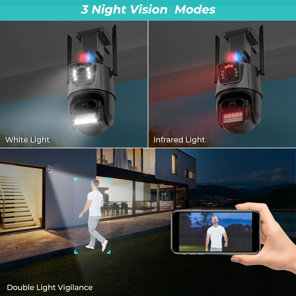 ICSEE XM R13 8MP PTZ CCTV Camera Dual Lens Dual Screen WiFi Outdoor ...