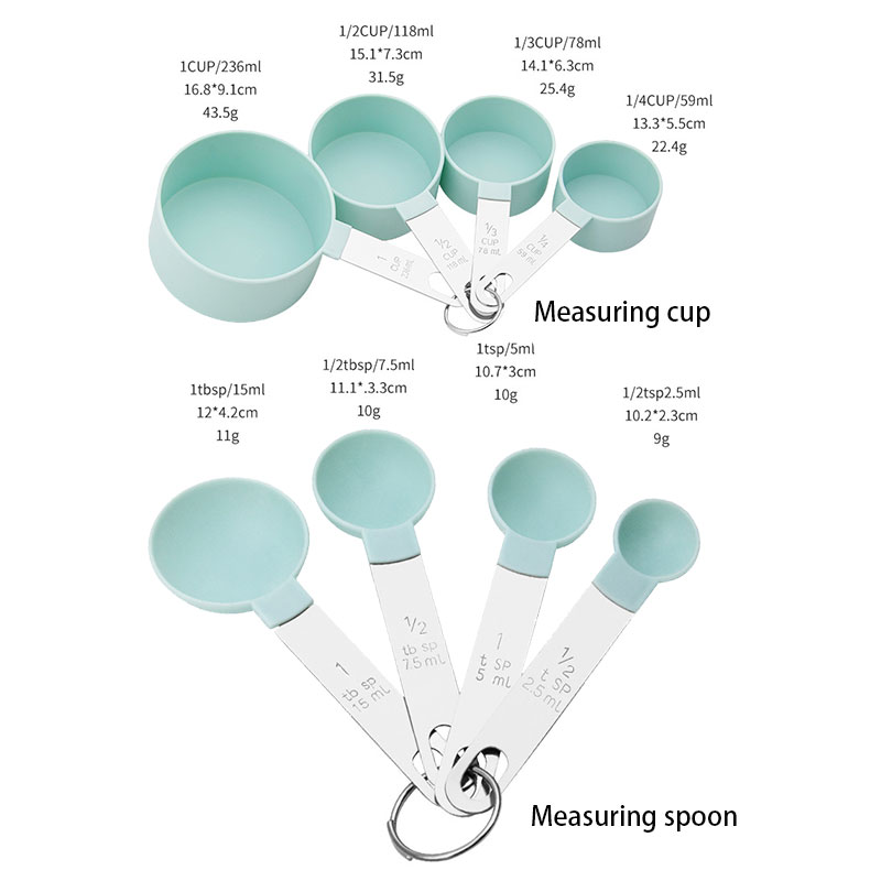 8PCS Stainless Steel Measuring Cups Kitchen Measuring Cup and Spoon Set ...