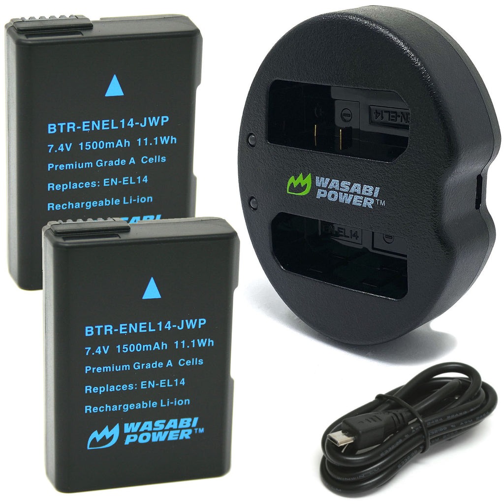 Wasabi Power Battery (2-Pack) And Dual Charger For Nikon EN-EL3e, EN-EL3