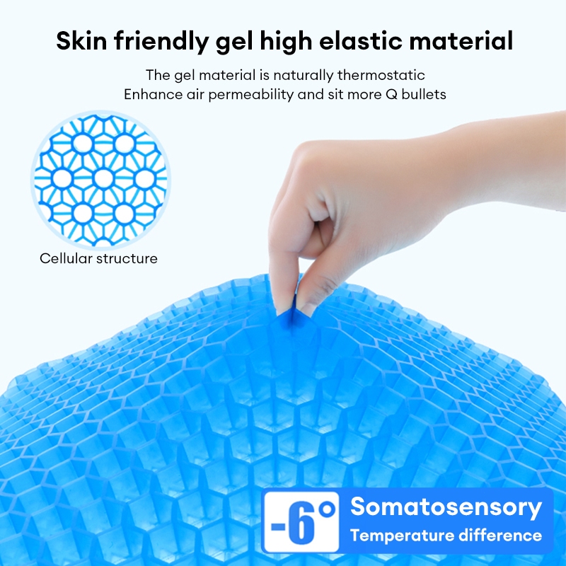 Large Car Gel Cooling Seat Cushion,Thicked Cooling Seat Cushion For Long Sitting,Breathable Honeycomb Design Absorbs Pressure Points Seat Cushion For