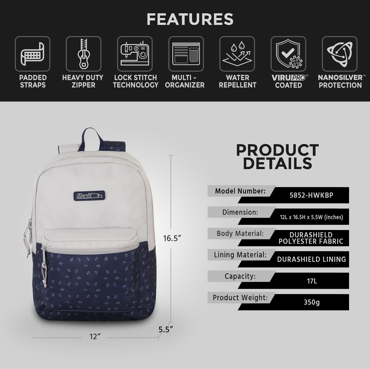 Hawk Waterproof Backpack Lazada Hawk 5852 Backpack With VIRUPRO