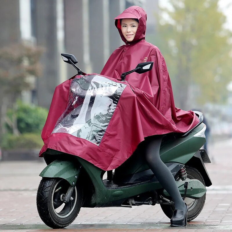 Heavy Duty Motorcycle Rain Poncho with Clear Front Cover & Hood (Unisex ...