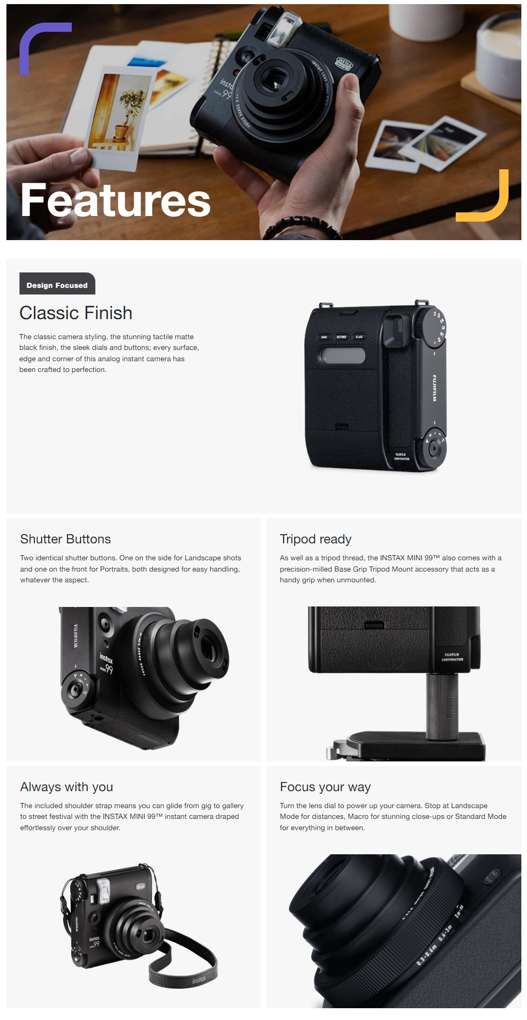 FUJIFILM Instax Mini 99 Instant Film Camera with Mode Dial and Dual ...