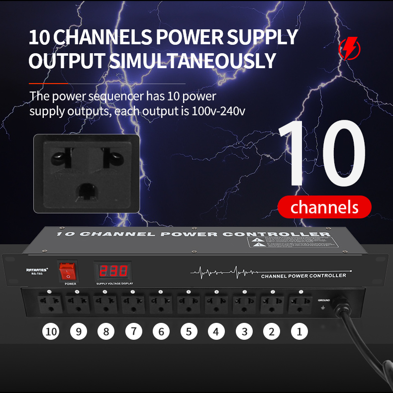 RAYHAYES Audio Power Switch 10 Channel Power Controller Stage