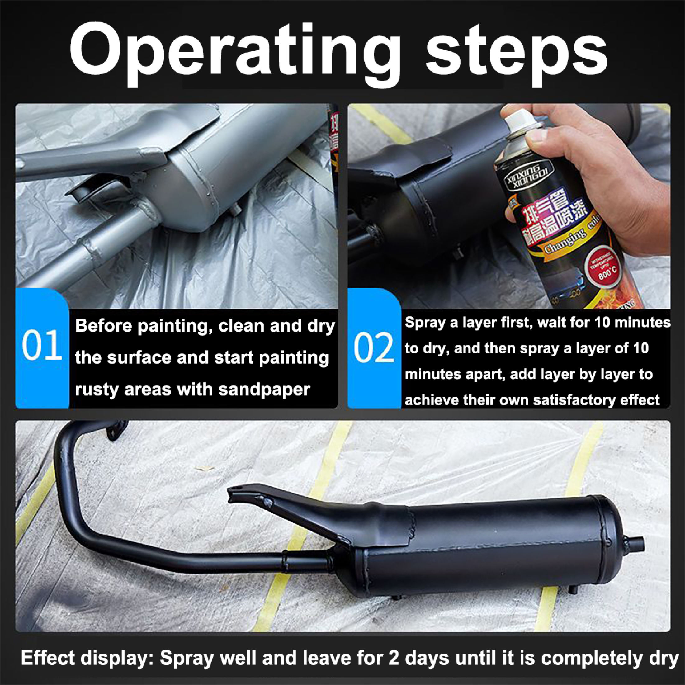 Exhaust Pipe Spray Paint High Temperature Resistant Self-Painting Car ...