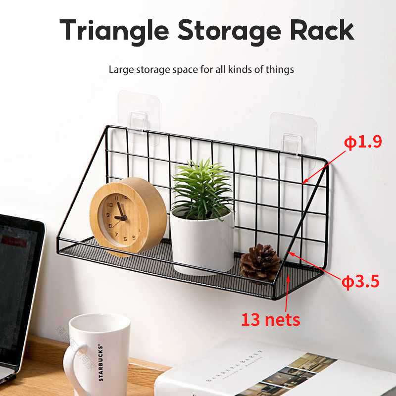 Rules Floating Shelves Wall Organizer Hanging Triangle Metal+Wood ...
