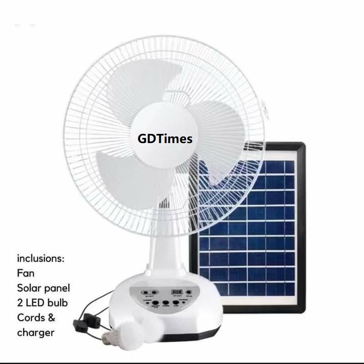 GD 20inches Rechargeable fan with solar panel GD-8019 Portable and Eco ...