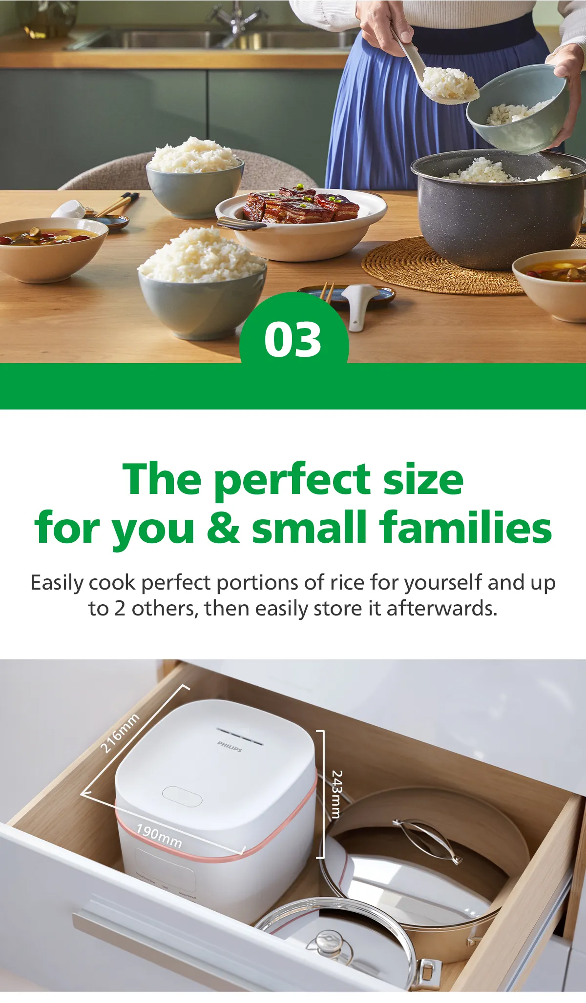 PHILIPS Mini Digital Rice Cooker 0.54L - 3 Cups/6 Bowls For Small ...