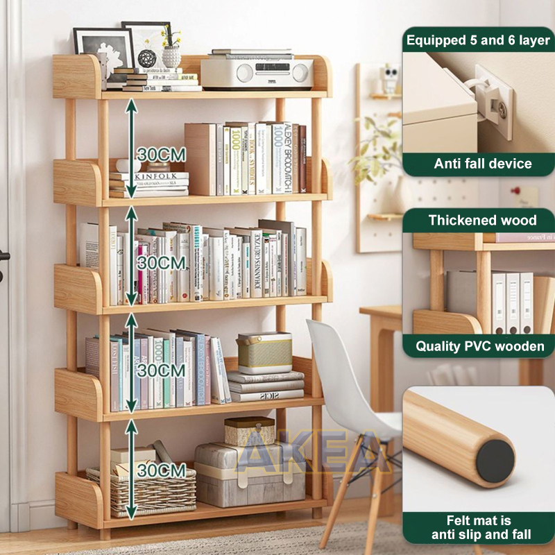 Wooden Book Shelf Storage Organizer Sturdy Display Rack Solid Wood ...