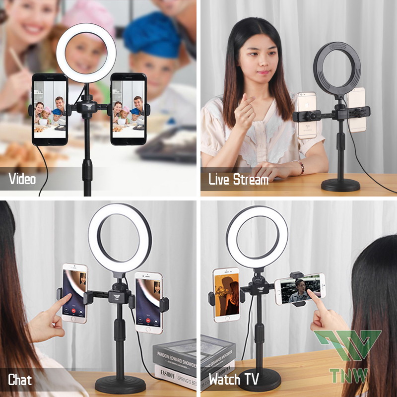 TNW Ring light 6inch Dual Phone Stand For Vlogging with