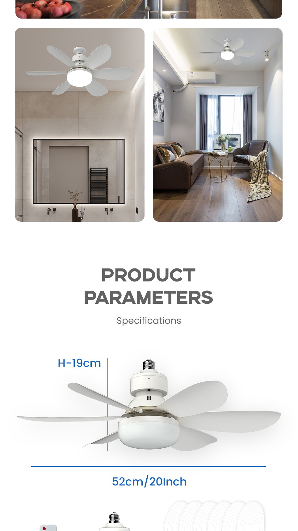 【2 Yrs Warranty】RONG RIVER 40W 3 Color Ceiling Fan With Light Bulb 20 ...