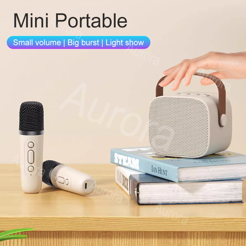 Mini Karaoke Wireless Audio Speaker Bluetooth Microphone Portable Home ...
