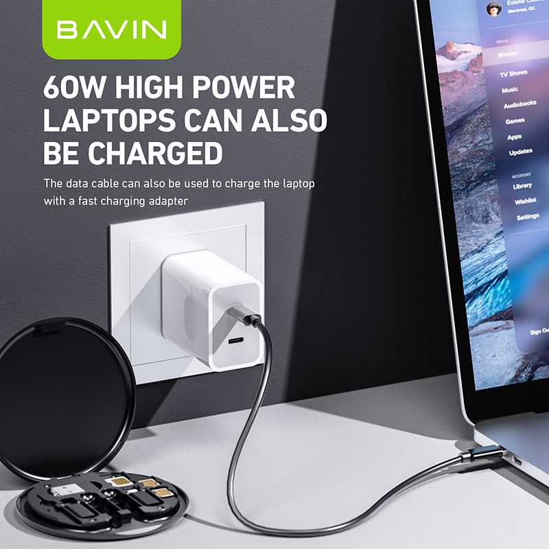 BAVIN CB320 8IN1 Phone Charging Cable for Type-C & USB Adapter/Sim ...