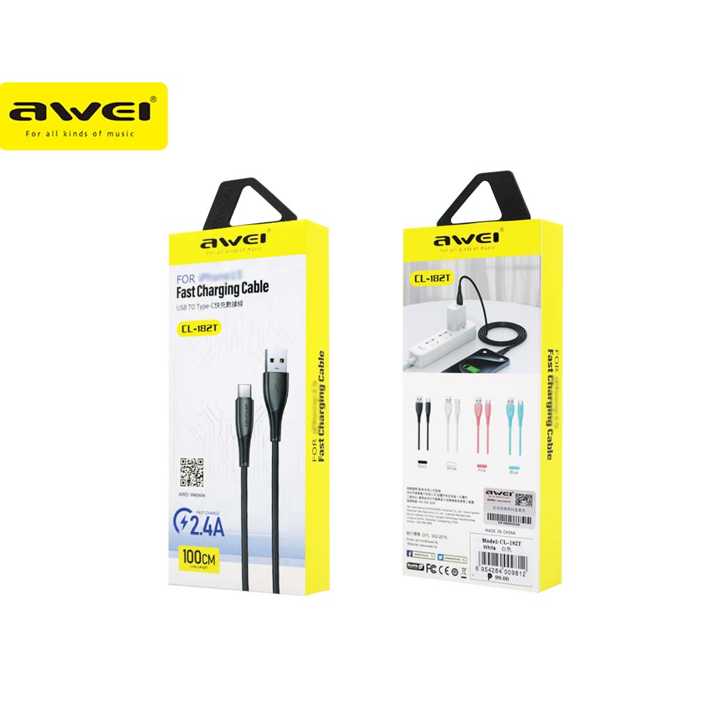 Awei CL-182 Series Fast Charging Cable 1m Quick Charge 2.4A Bend ...