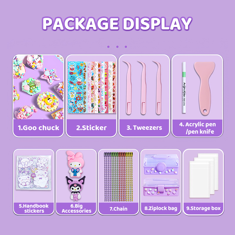 Guka DIY Keychain Set Material Customized Sticker Cute Key Chain Pink ...