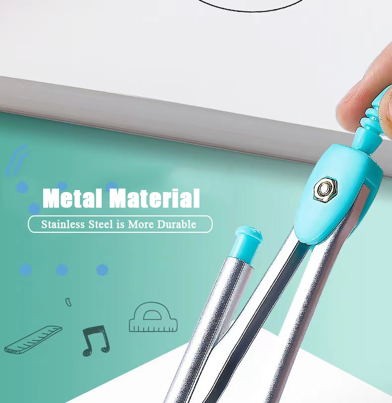 7PCs Compass Ruler Learning Stationery with Metal Box Triangle Ruler ...