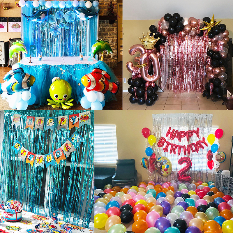 2 Meters Rain Silk Foil Curtain Party Banner Decorations Birthday ...