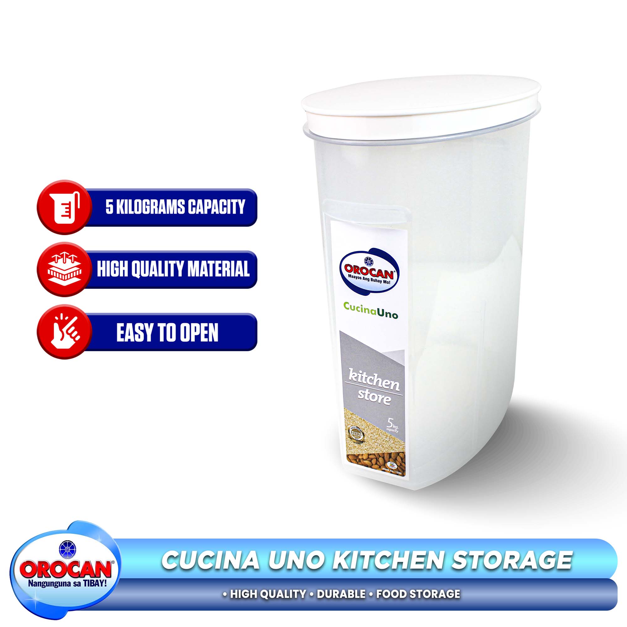 OROCAN Rice Box Food Dispenser Kitchen Storage Cucina Uno 5kg | Shopee ...