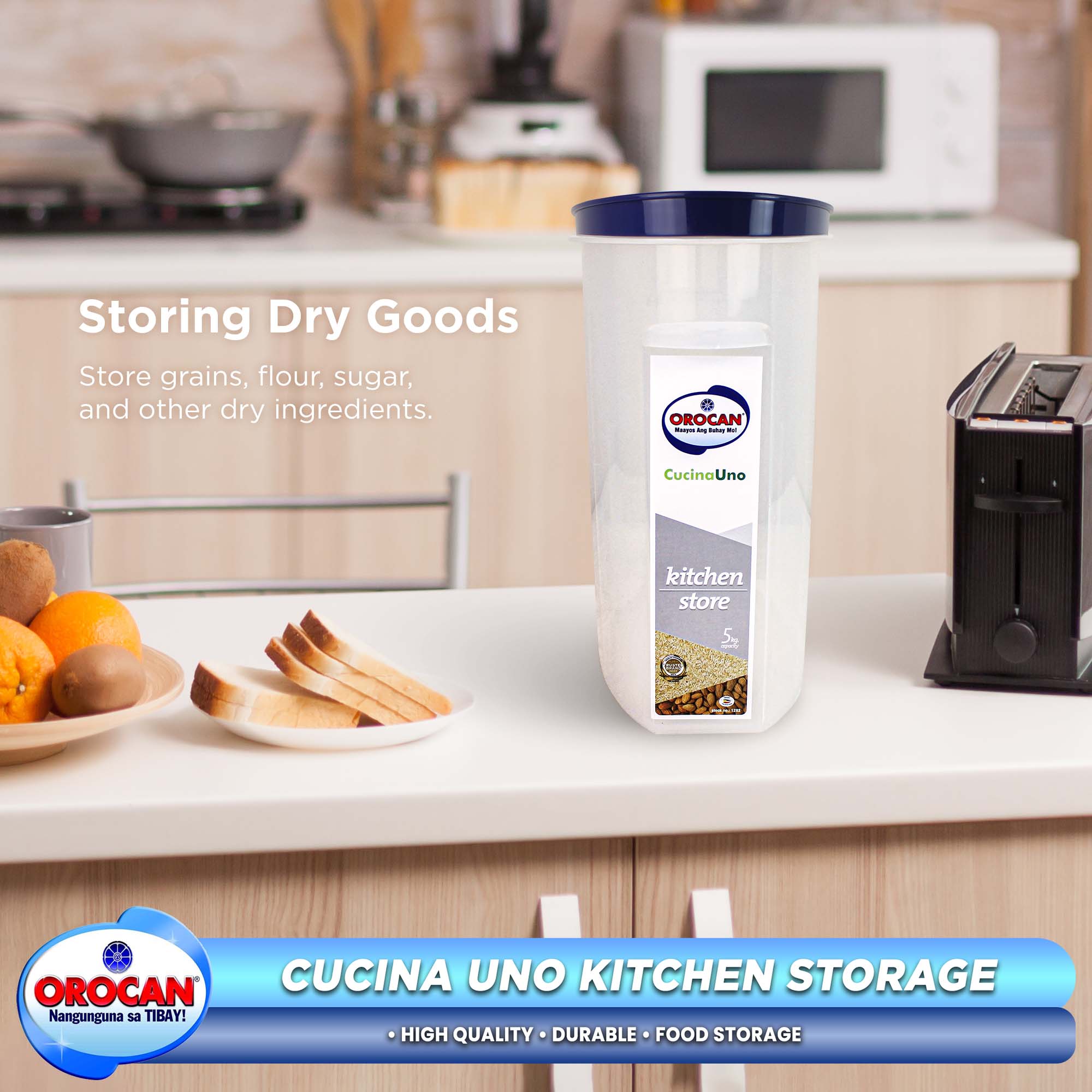 OROCAN Rice Box Food Dispenser Kitchen Storage Cucina Uno 5kg | Shopee ...