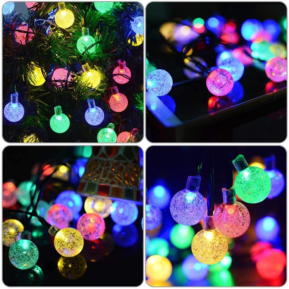 CBLUE Solar String Lights Chirstmas Outdoor 100 LED Crystal Globe ...