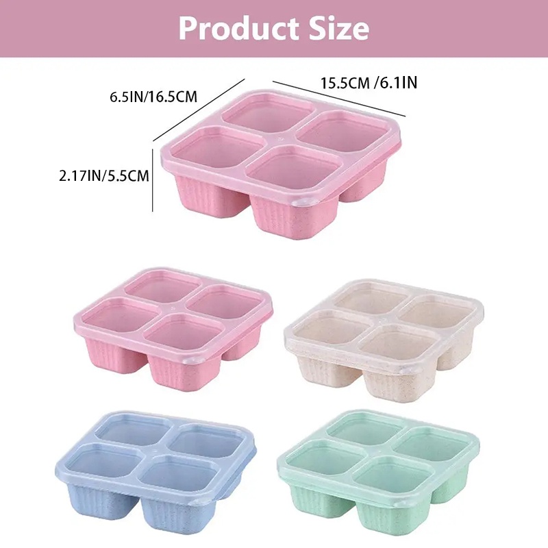 Transparent 4 Compartments Snack Box with Lid Snack Plate Dried Fruit ...