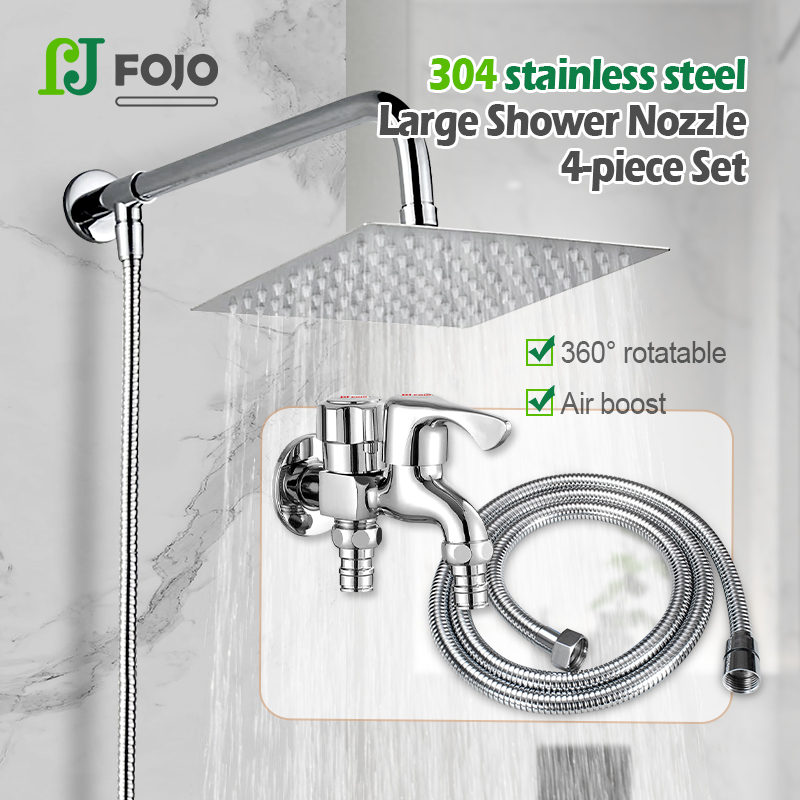 6 Inch Ceiling Mount Shower Arm - 304 Stainless Steel, 1/2" NPT, Black, Tool-Free Installation