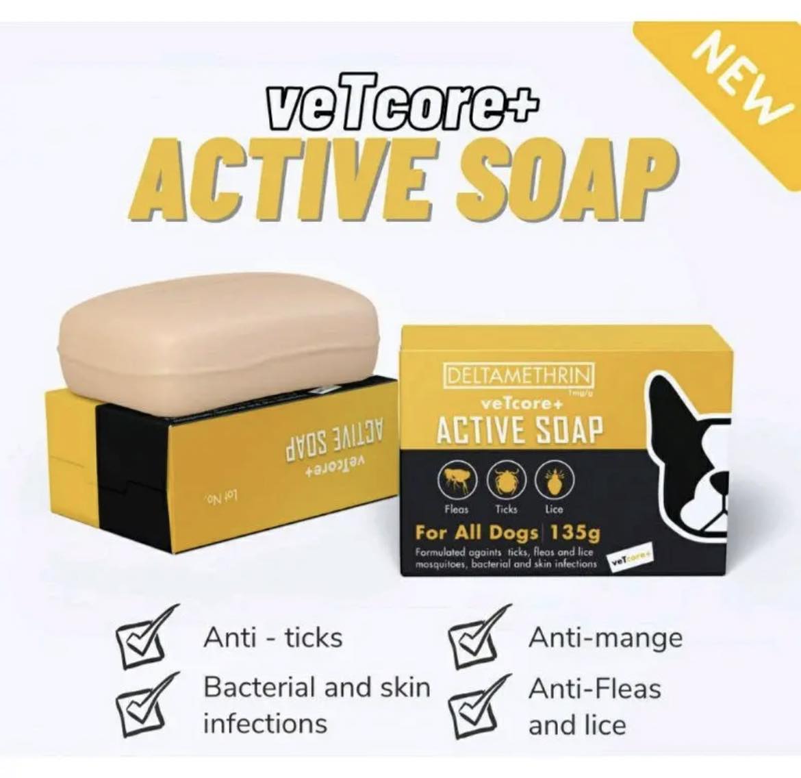 135g Vet Core Vetcore Plus Active Soap Grooming Essentials Dog Cat Dogs ...