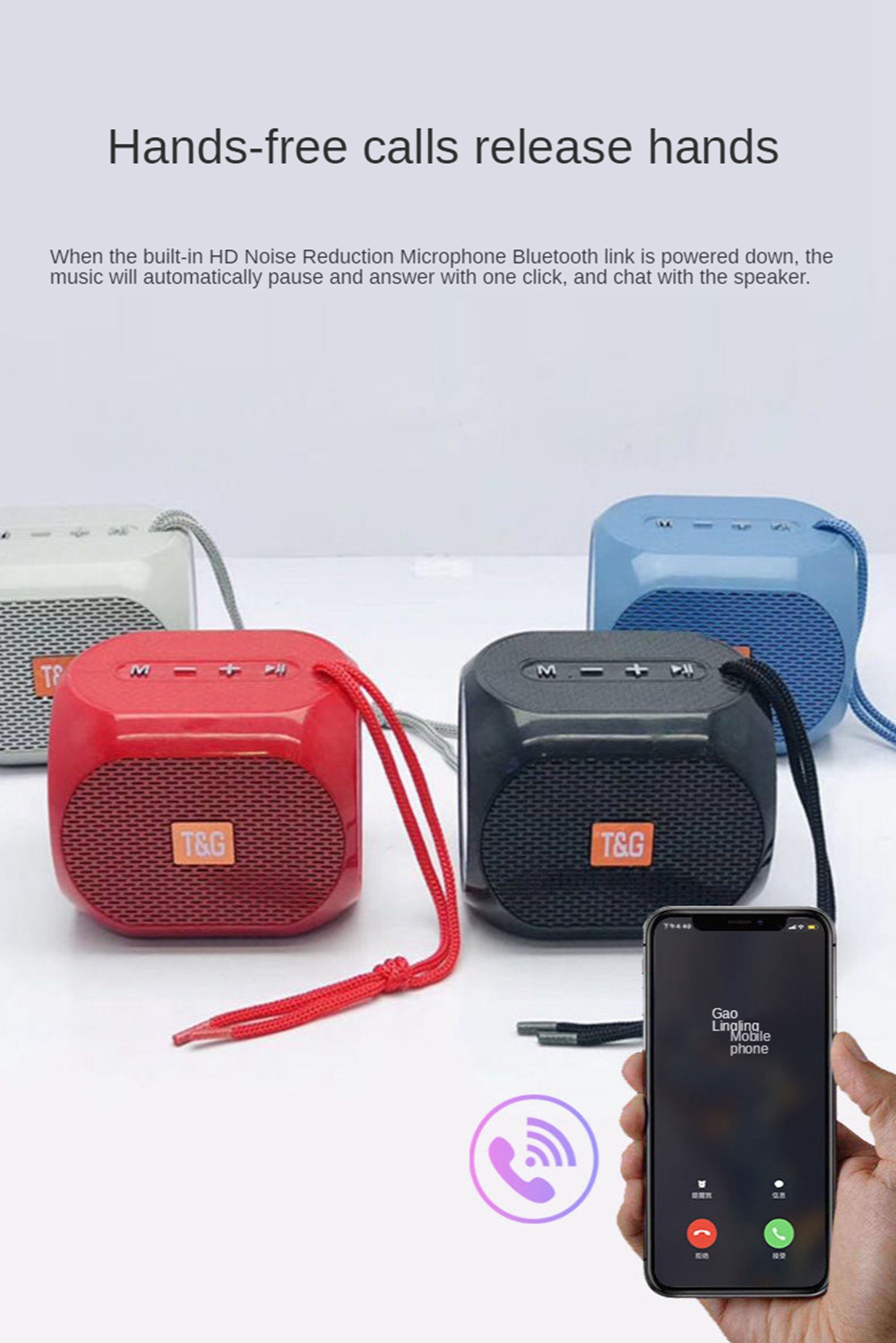 T&G TG-196 TWS Mini Portable Wireless V5.0 with Strap 5 Playback Modes ...