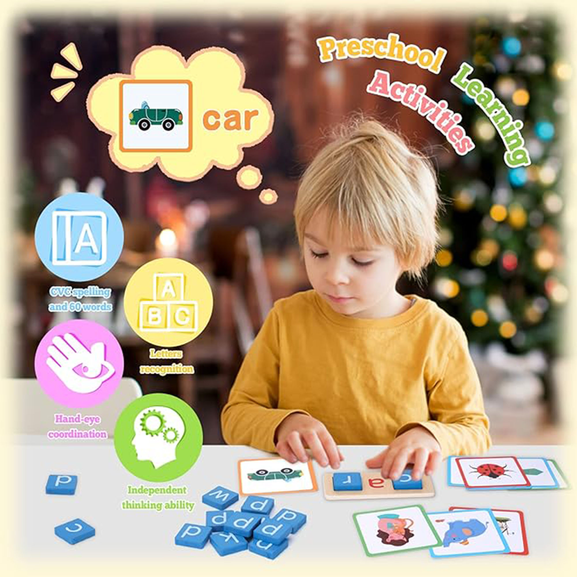 Wooden Short Vowel Reading Letters Sorting Spelling Games Sight Words ...