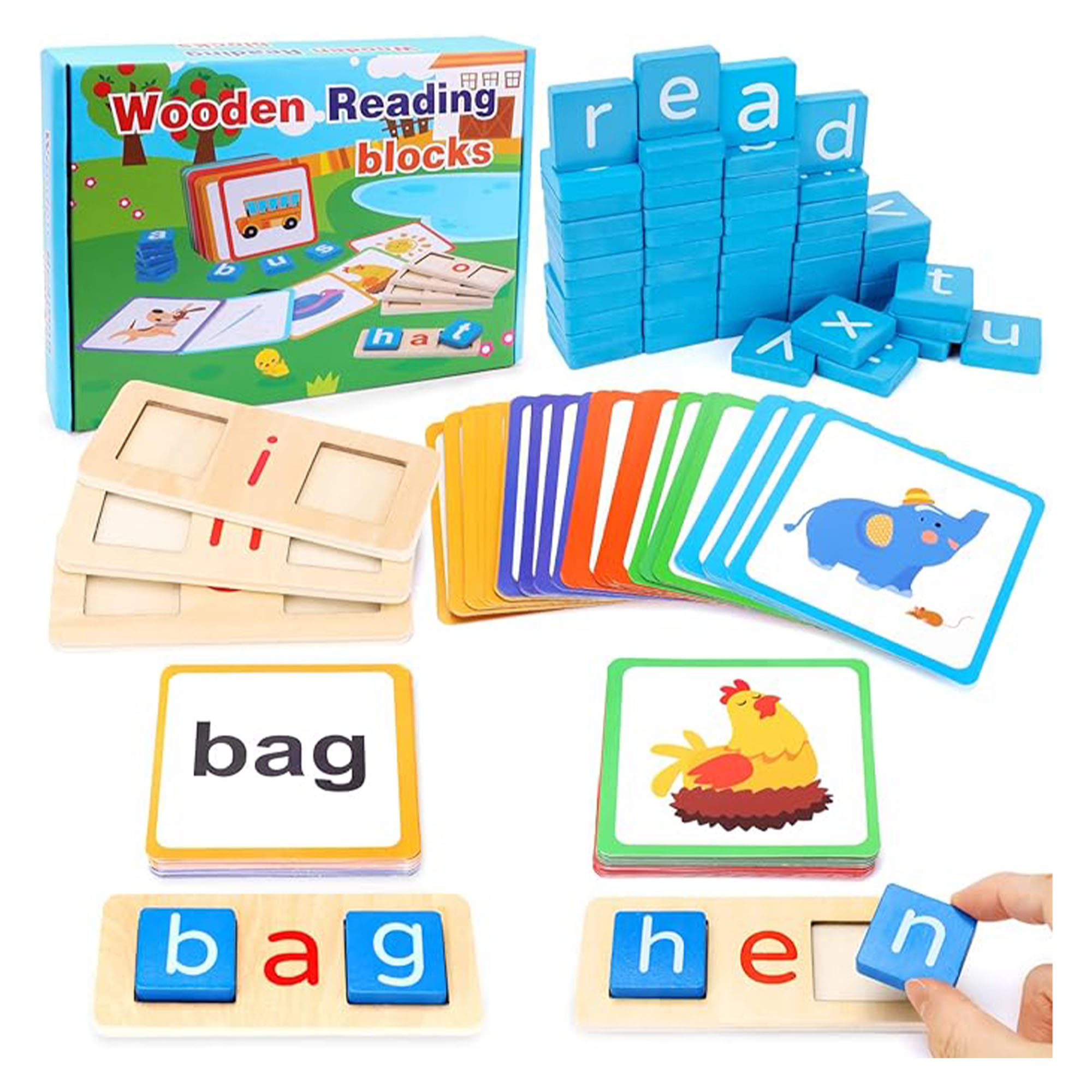 Wooden Short Vowel Reading Letters Sorting Spelling Games Sight Words ...
