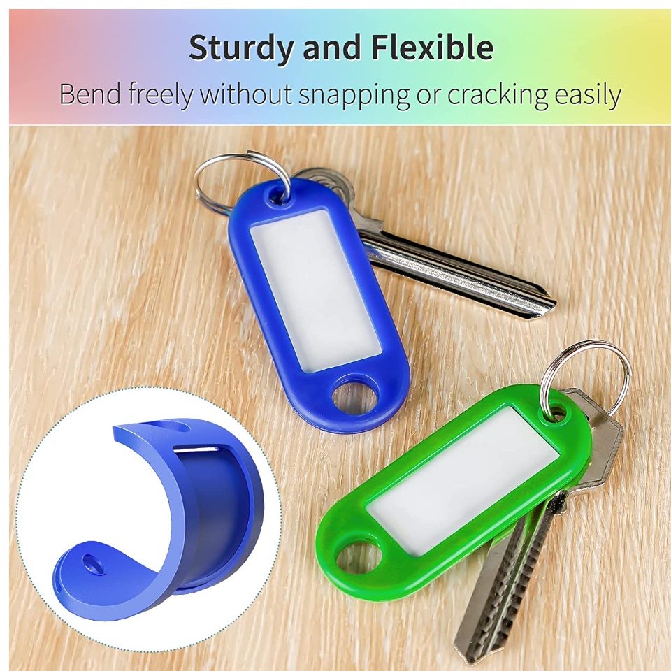 50 PCS Plastic Key Chain Split Ring Key Chain Key Tags ID Label Luggage ...