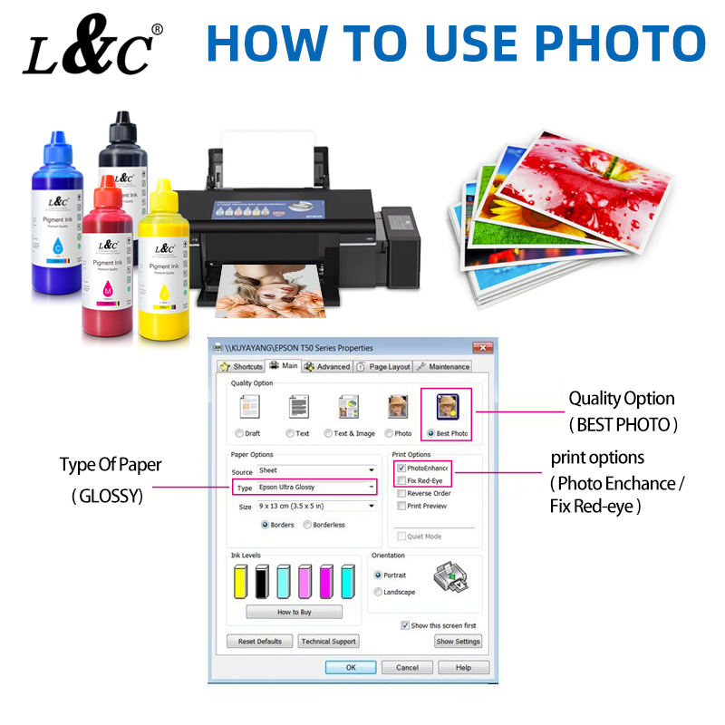 L&C Photo Paper 3R 4R 5R Size 20sheets 50 Sheets Pack 180gsm 230gsm ...