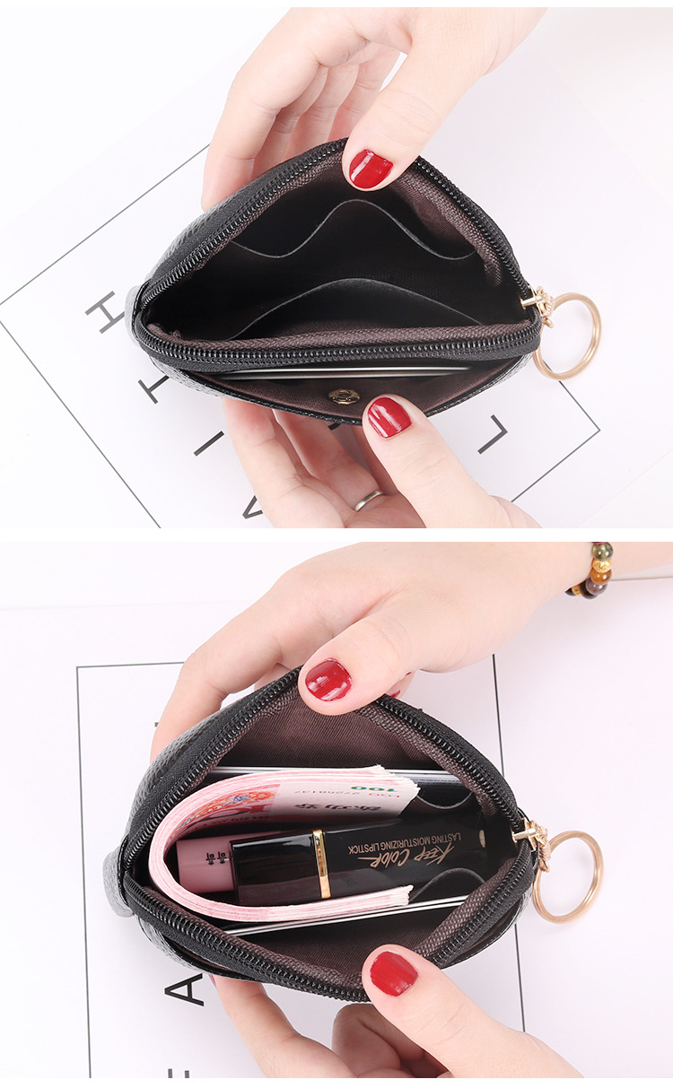 Shell Coin Purse Mini Short Clutch with Key Ring Zipper Lightweight ...
