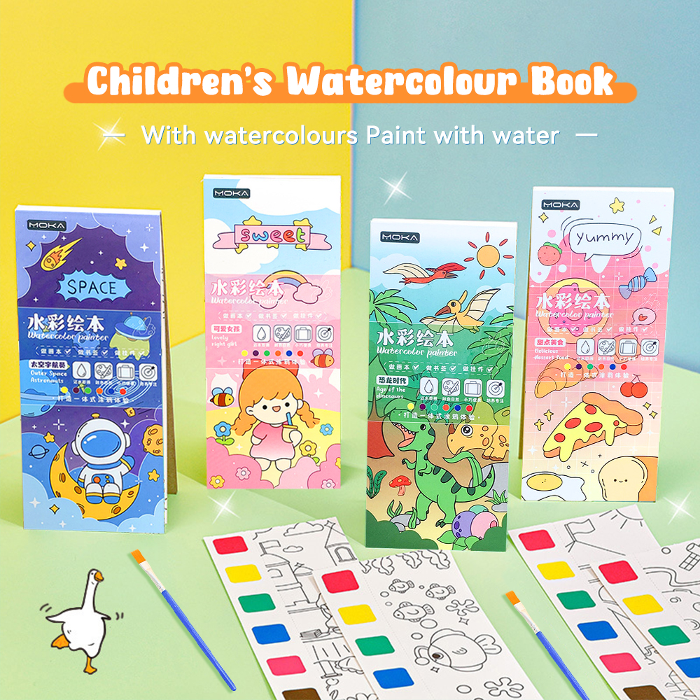 12 Sheets Painting Coloring Book Set with Paintbrush Graffiti ...