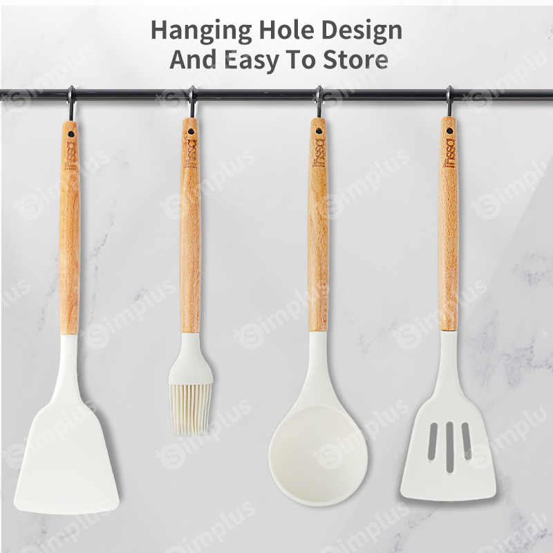 Inssa 4pcs Cooking Utensils Silicone Materia Heat Resistant Non-Stick ...