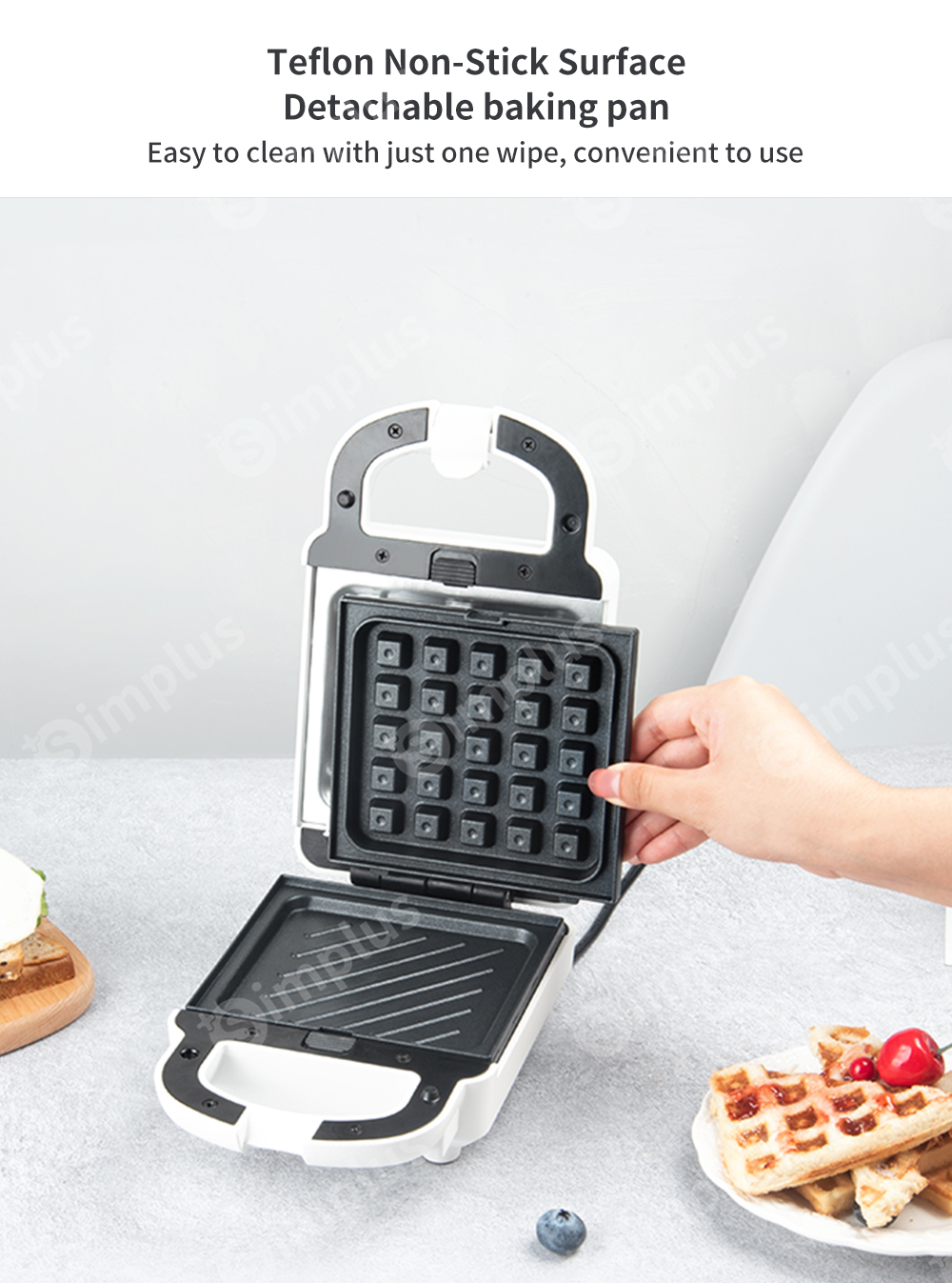 Simplus Sandwich Maker Toaster 2 in 1 Donut Waffle Maker Replaceable ...