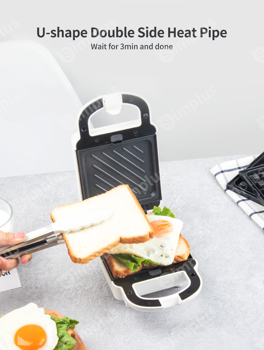 Simplus Sandwich Maker Toaster 2 in 1 Donut Waffle Maker Replaceable ...