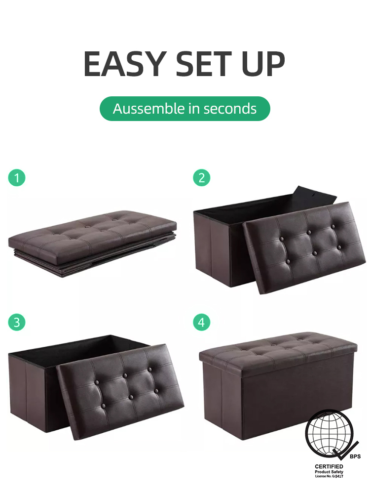 ICON Leather Ottoman Storage Box Stool Rectangular Storage Stool Sofa ...