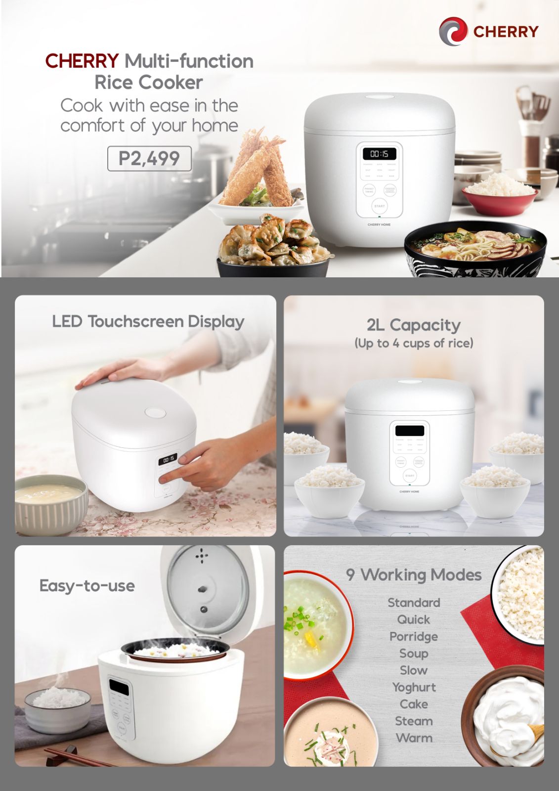 CHERRY Multi-Function Rice Cooker 2L | Shopee Philippines