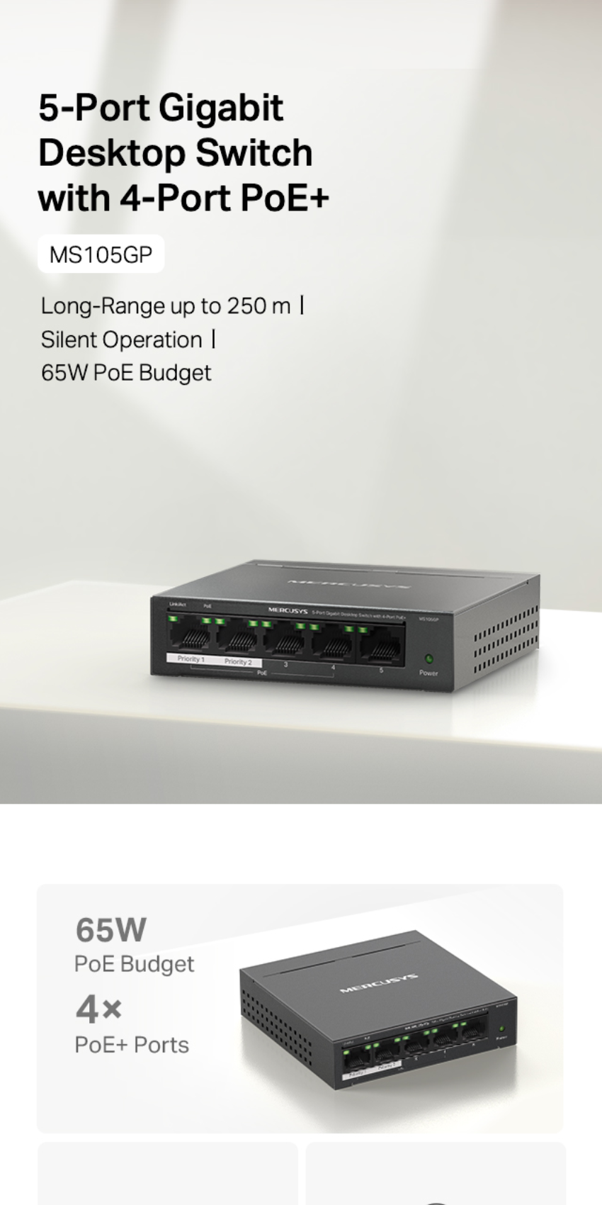 Mercusys Official | MS105GP | 5-Port | Gigabit | Network | Desktop ...