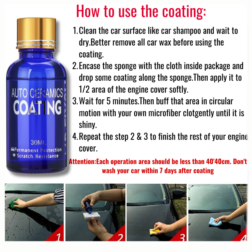 9H Nano Ceramic Coating for Cars 30ml High Gloss Car Detailing Kit Long ...