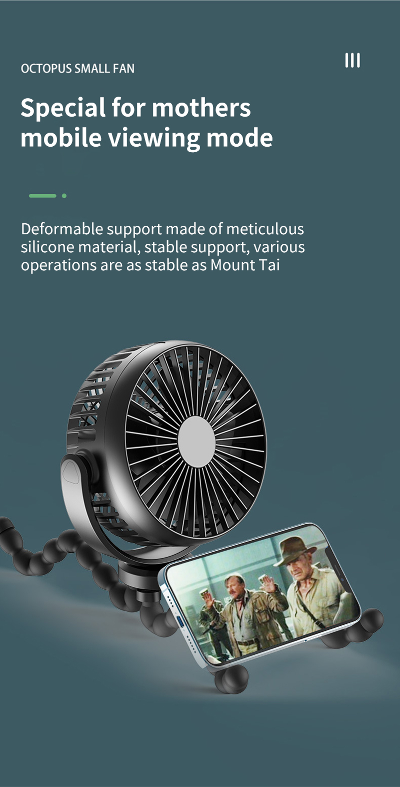 Portable Fan Flexible Octopus Stroller Fan Clip Fan USB Rechargeable ...