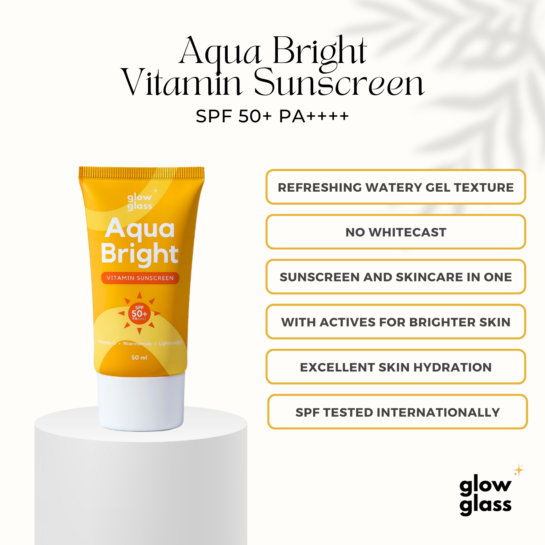 Glow Glass Beauty Aqua Bright Vitamin Sunscreen SPF 50+ PA++++ 50mL ...