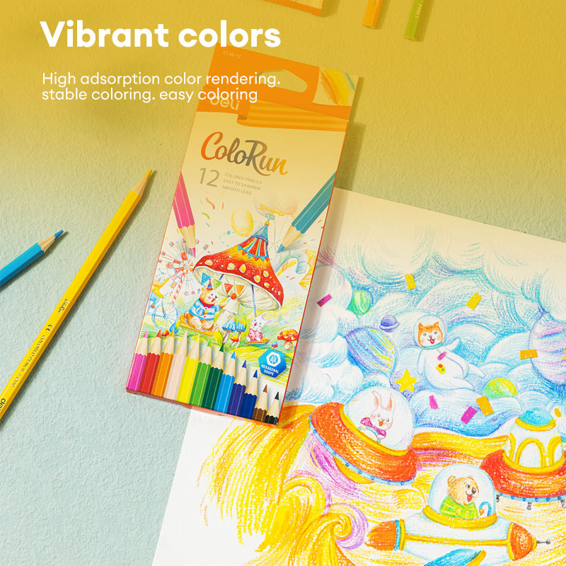 Deli 12/24 PCS Color Pencil Set Art Paint Coloring Pencil School ...