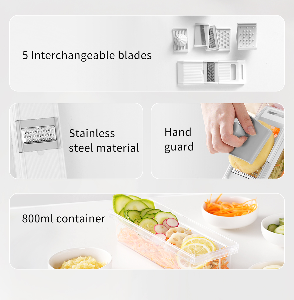 Simplus Food Chopper Multi-Functional Vegetable Slicer 5 Blades with ...