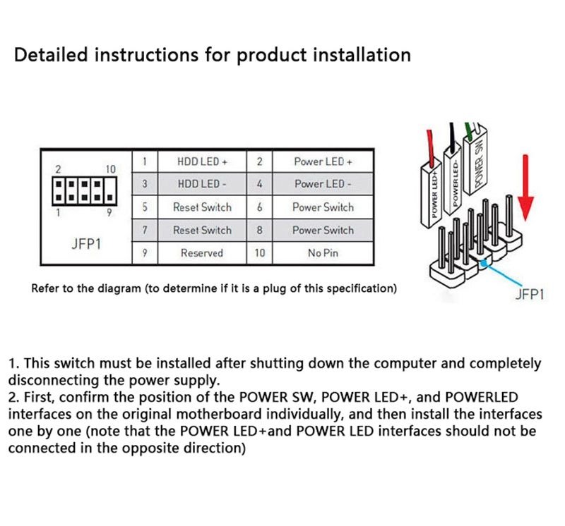 LED Colorful Light Desktop Computer Power Switch PC Motherboard ...